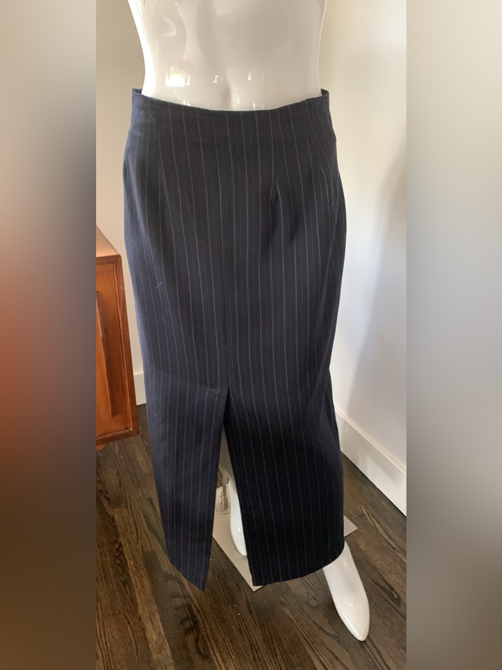 Vintage  Navy Pinstripe Maxi Skirt